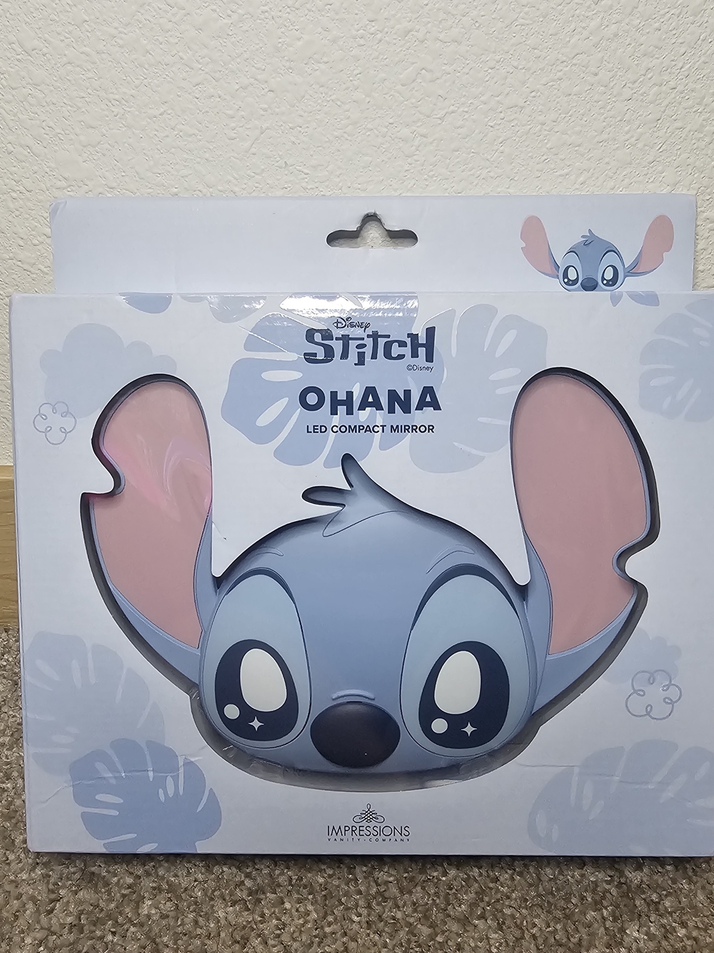 Disney Stitch Ohana Pink & Blue LED Compact Mirror by Impressions